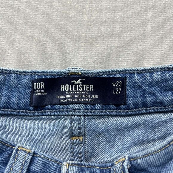Hollister Jeans Women Size 00R Mom Jean Ultra High Rise Raw Hem Vintage Style - Picture 3 of 8